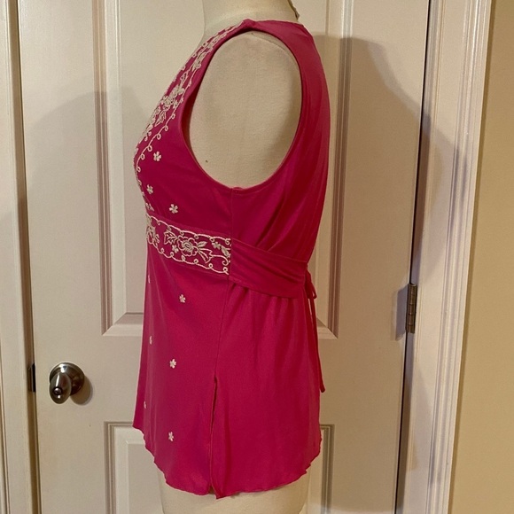 INC International Concepts Pink Embroidered V-Neck Tank – Petite Medium - Picture 3 of 4